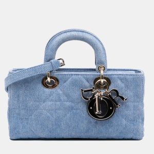 Dior Blue Medium Denim Macrocannage Lady D Joy Satchel, Satchels - Luxury Closet catalog