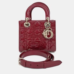 Dior Red Patent Leather Patent Cannage Lady Bag Small, Satchels - Luxury Closet catalog
