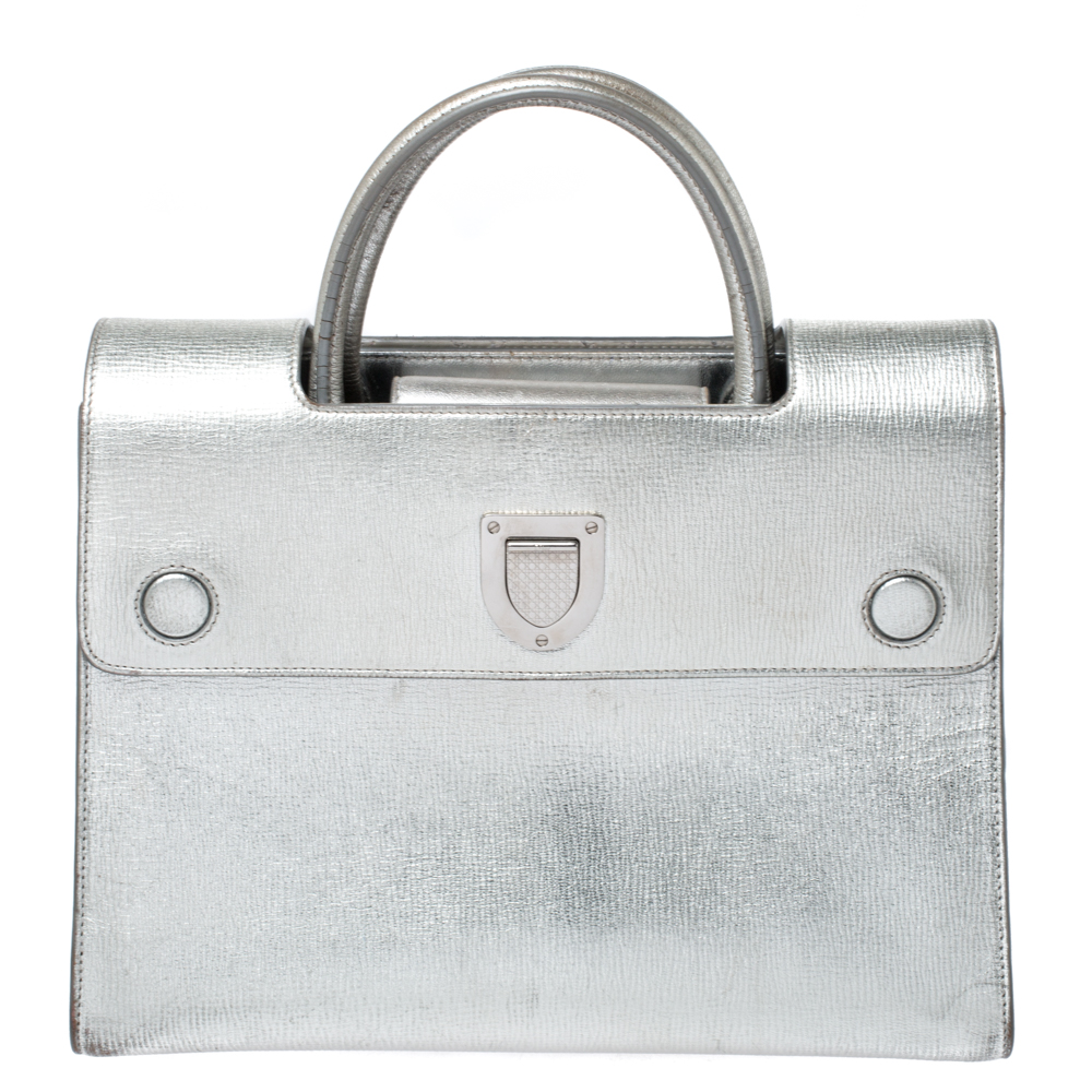 Dior Metallic Silver Leather Medium Diorever Bag, Tote Handbags - Luxury Closet catalog