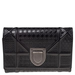 Dior Metallic Grey Micro Cannage Patent Leather Diorama Trifold Wallet, Wallets & Money Clips - Luxury Closet catalog