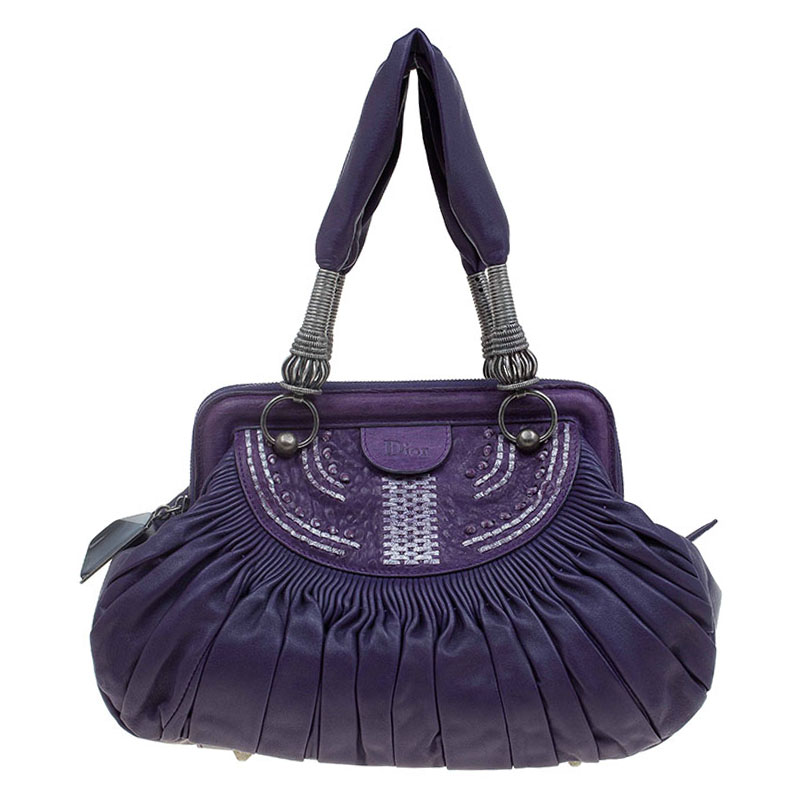 Dior Purple Pleated Leather Plisse Satchel, Satchels - Luxury Closet catalog