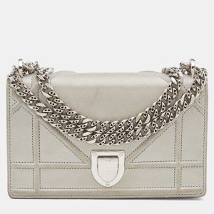 Dior Grey Shimmering Leather Mini Diorama Crossbody Bag, Handbags - Luxury Closet catalog
