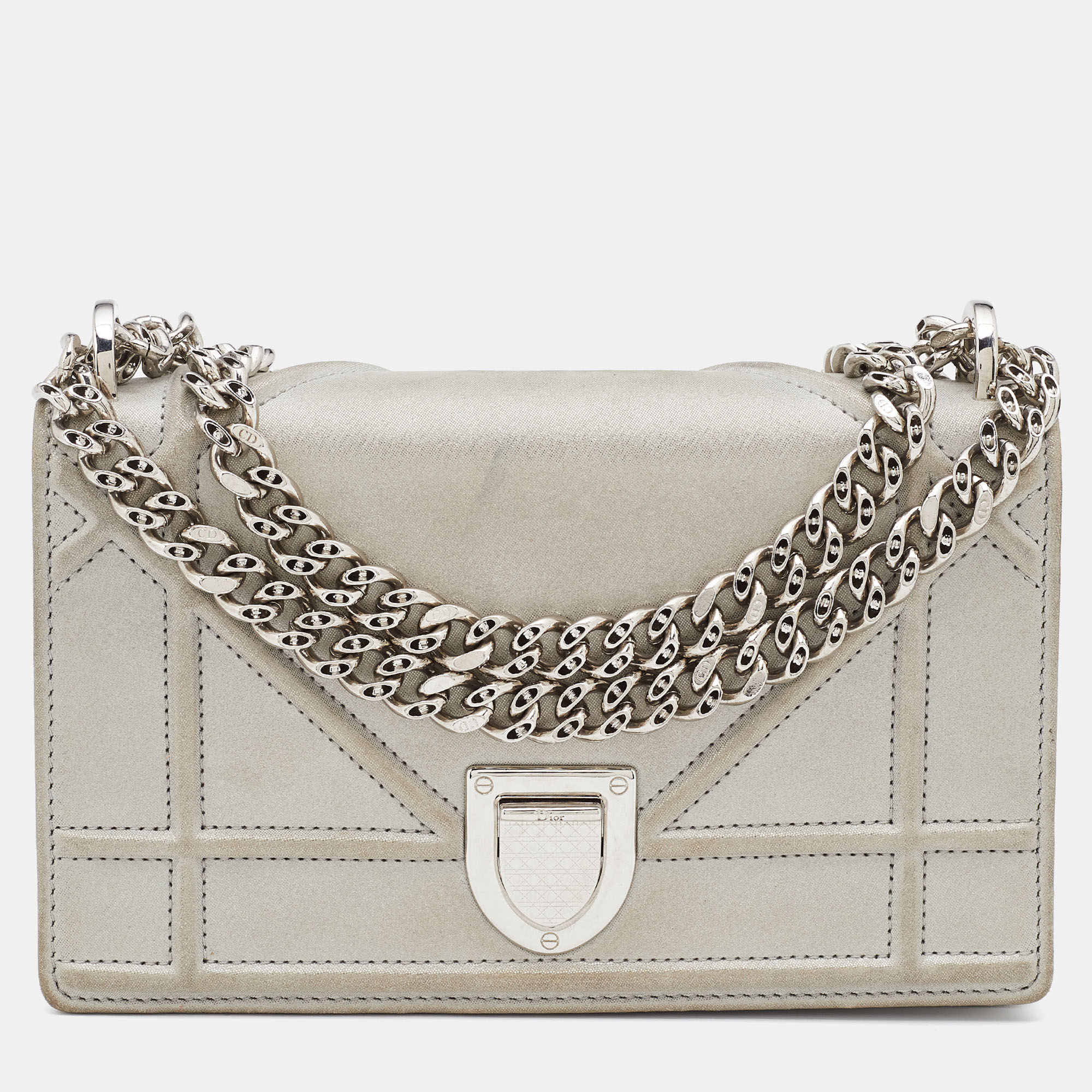 Dior Grey Shimmering Leather Mini Diorama Crossbody Bag, Handbags - Luxury Closet catalog