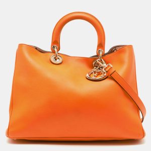 Dior Orange Leather Large Diorissimo Shopper Tote, Tote Handbags - Luxury Closet catalog