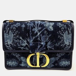 Christian Dior 30 Blue Canvas Montaigne Flowers Shoulder Bag, Tote Handbags - Luxury Closet catalog