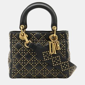 Dior Black Leather Medium Studded Supple Lady Dior Bag, Tote Handbags - Luxury Closet catalog