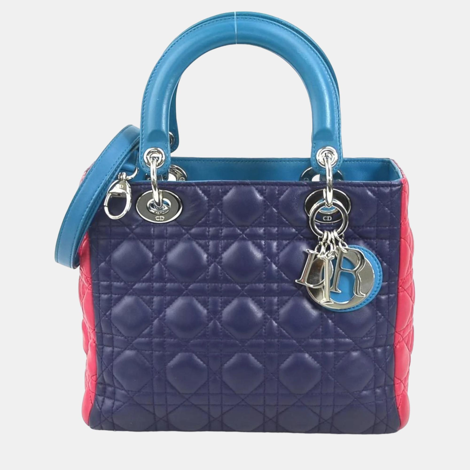 Dior Tricolour Leather Medium Lady Dior Top Handle Bag, Tote Handbags - Luxury Closet catalog