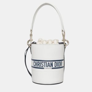 Dior White/Navy Blue Leather Vibe Bucket Bag, Handbags - Luxury Closet catalog