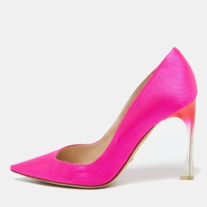 Dior Fuchsia Pink Canvas Flare Heel Pointed Toe Pumps Size 39, Pumps - Luxury Closet catalog