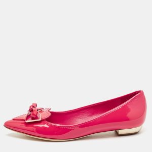 Dior Pink Patent Leather Bow Pointed Toe Ballet  Flats Size 35.5, Flats - Luxury Closet catalog