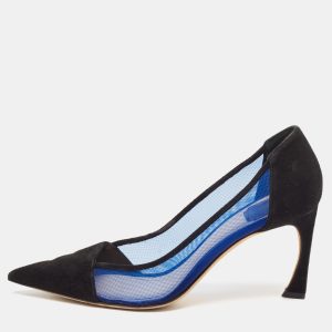 Dior Black/Blue Mesh and Suede Pointed Toe Pumps Size 37.5, Pumps - Luxury Closet catalog