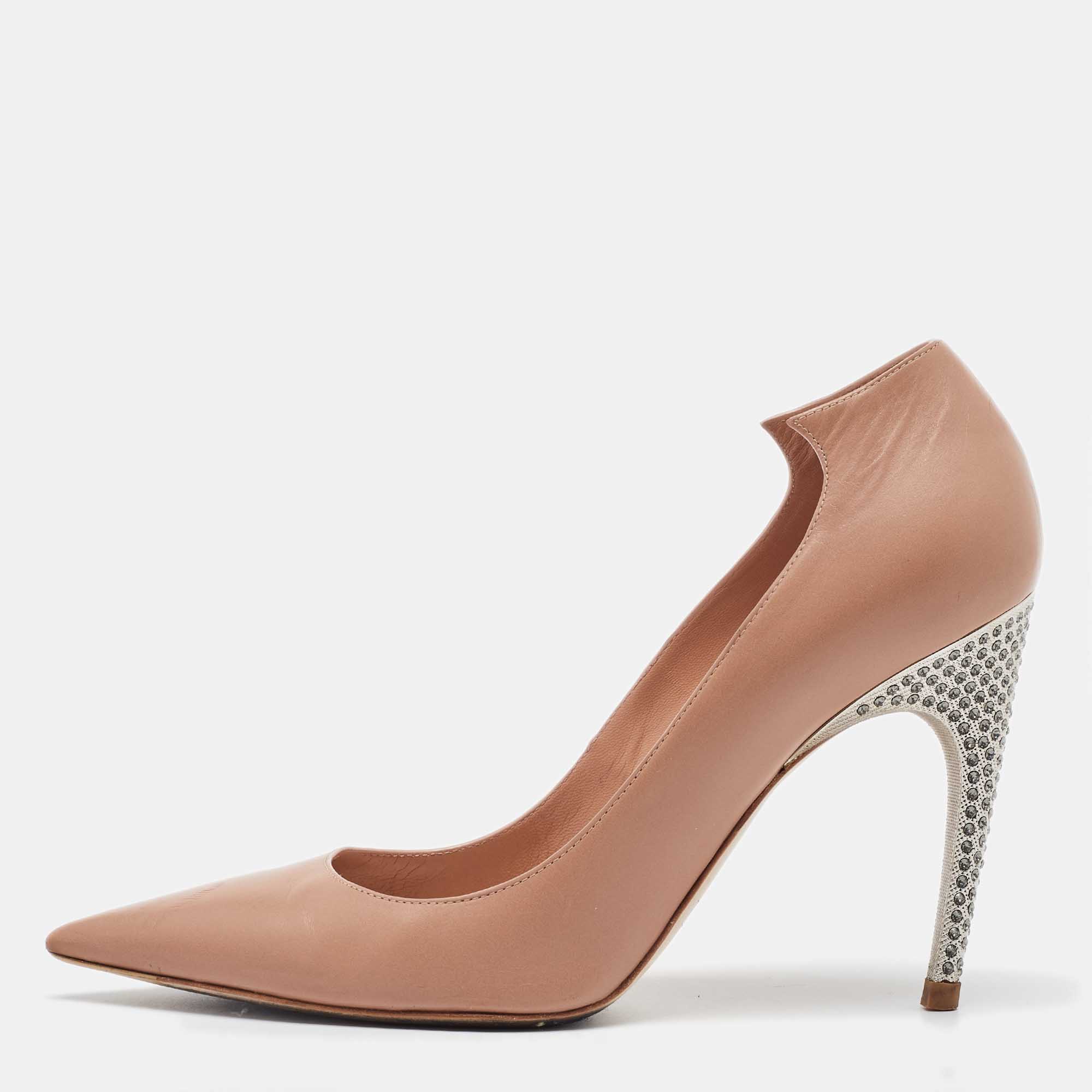 Dior Beige Leather Crystal Embellished Flash Pointed Toe Pumps Size 38.5, Pumps - Luxury Closet catalog