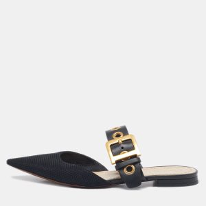 Dior Black Technical Fabric and Leather D-Dior Flat Mules Size 37.5, Sandals - Luxury Closet catalog