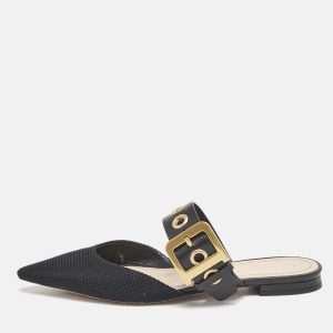 Dior Black Technical Fabric and Leather D-Dior Flat Mules Size 37, Sandals - Luxury Closet catalog