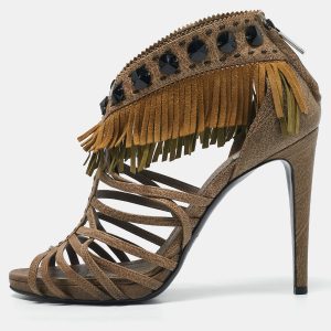 Dior Beige Leather and Suede Fringe Ankle Strap Sandals Size 40, Sandals - Luxury Closet catalog