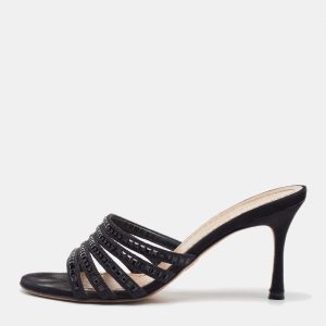 Dior Black Suede Crystal Embellished Slide Sandals Size 37, Sandals - Luxury Closet catalog