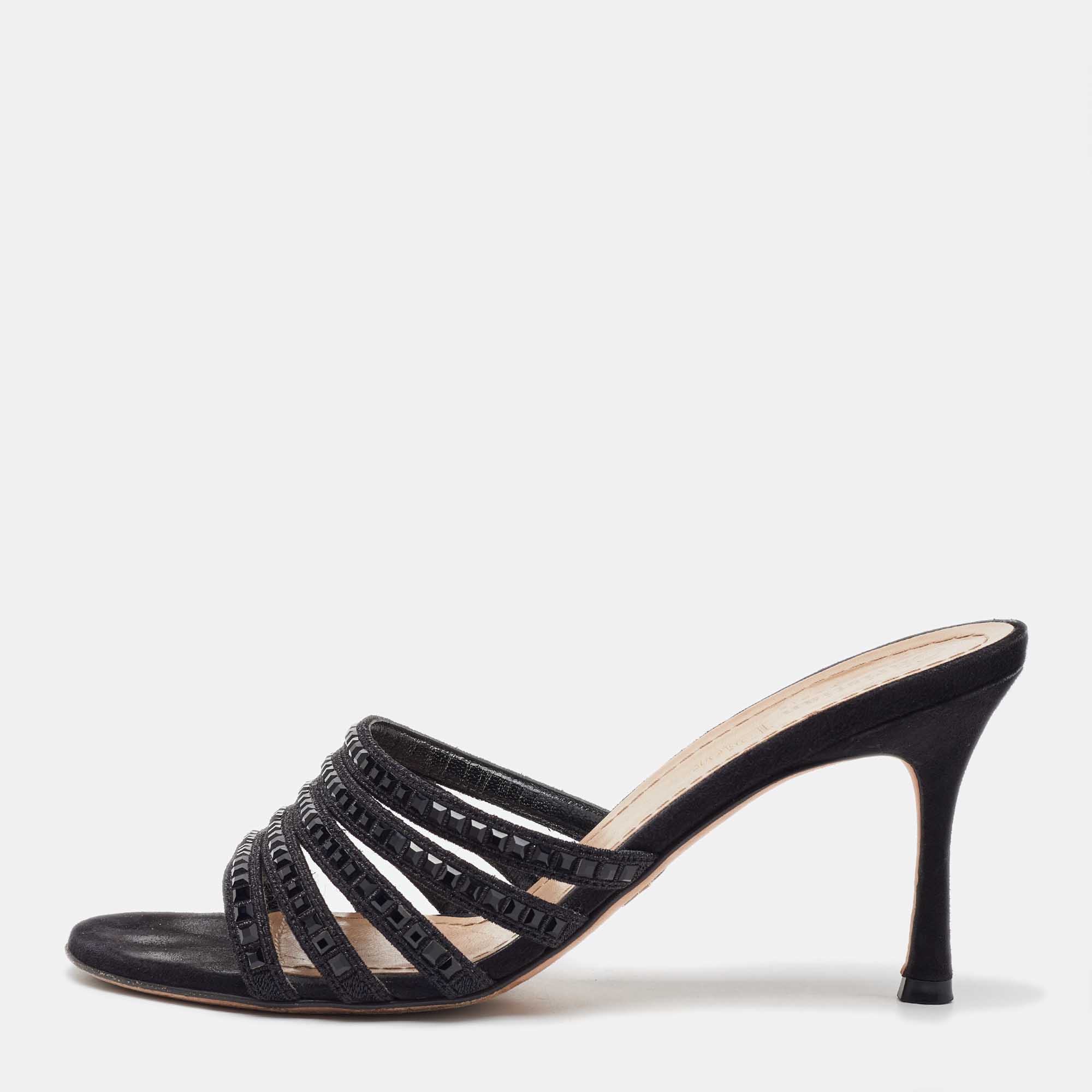 Dior Black Suede Crystal Embellished Slide Sandals Size 37, Sandals - Luxury Closet catalog