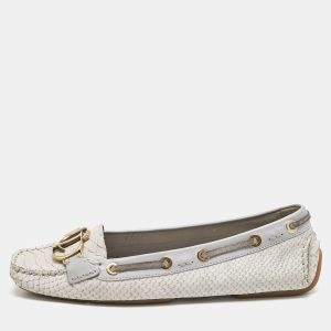 Dior Purple/Cream Python Embossed Leather CD Logo Loafers Size 40, Loafers & Slip-Ons - Luxury Closet catalog