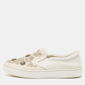Dior White Denim And Leather Happy Crystal Embellished Slip On Sneakers Size 37, Athletic Shoes & Sneakers - Luxury Closet catalog