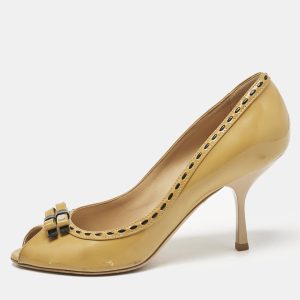 Dior Beige Patent Leather Idyll Peep Toe Pumps Size 39, Pumps - Luxury Closet catalog