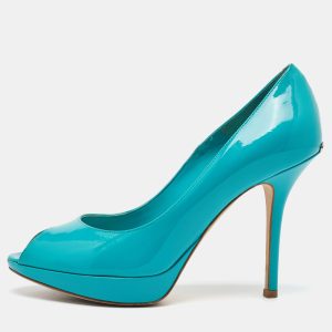 Dior Blue Patent Leather Miss Dior Platform Peep Toe Pumps Size 38, Pumps - Luxury Closet catalog