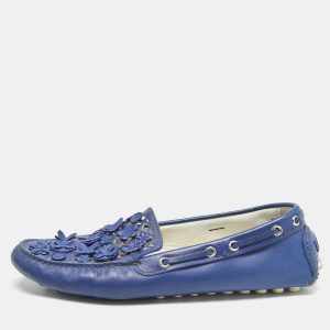 Dior Blue Laser Cut Floral Embellished Leather Flore Loafers Size 39.5, Loafers & Slip-Ons - Luxury Closet catalog