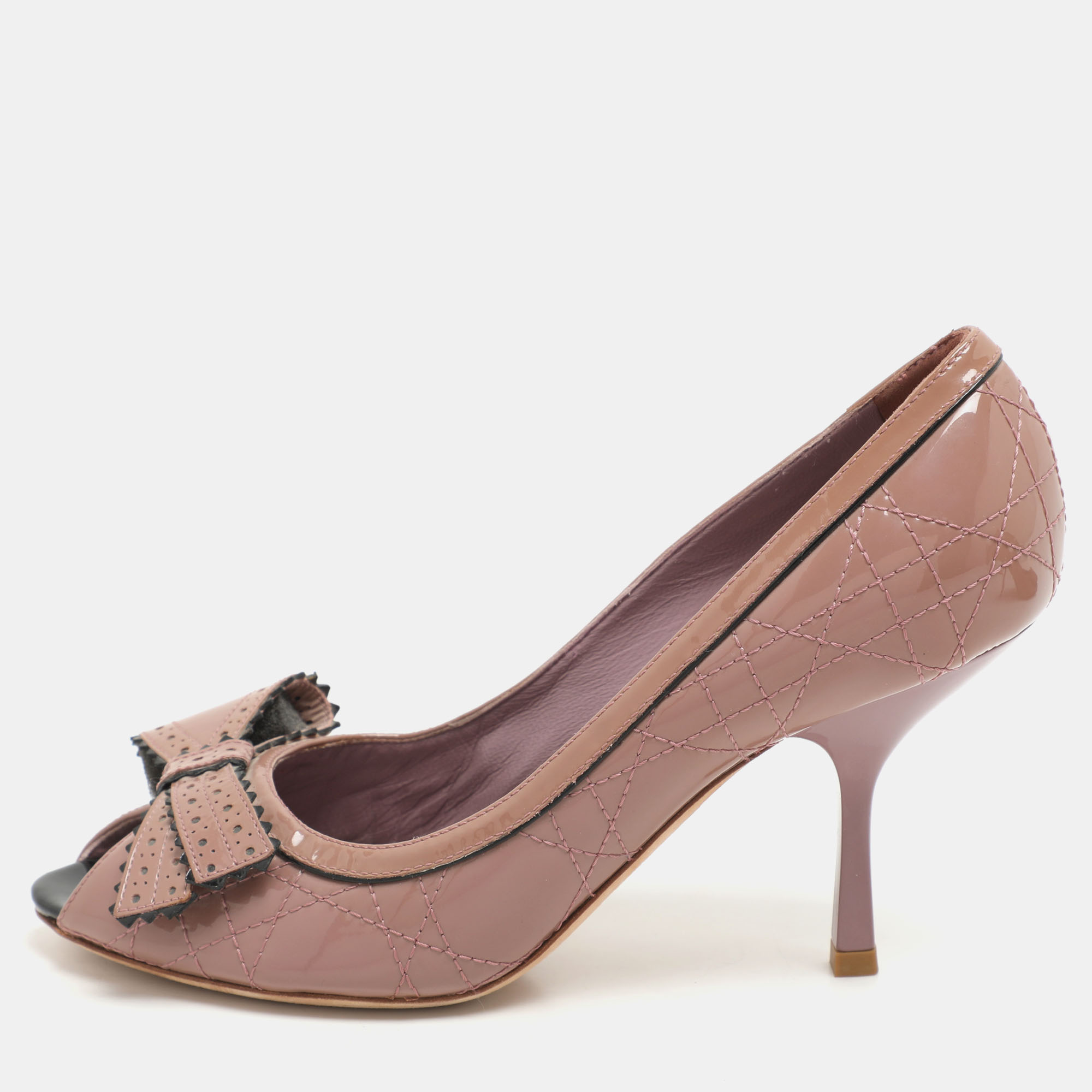 Dior Light Mauve Patent Leather Peep Toe Pumps Size 36.5, Pumps - Luxury Closet catalog