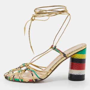 Dior Multicolor Leather and Snakeskin Leather Ankle Strap Sandals Size 37.5, Sandals - Luxury Closet catalog