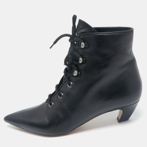 Dior Black Leather Lace Pointed Ankle Length Boots Size 41, Boots - Luxury Closet catalog