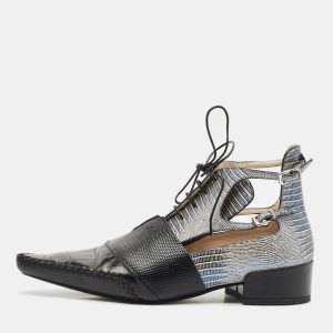 Dior Black Croc and Lizard Embossed Leather Nomade Pointy Ankle Length Boots Size 39, Boots - Luxury Closet catalog