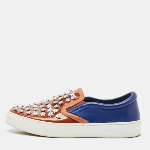 Dior Blue/Brown Leather And PVC Floral Embellished Slip On Sneaker Size 38, Athletic Shoes & Sneakers - Luxury Closet catalog