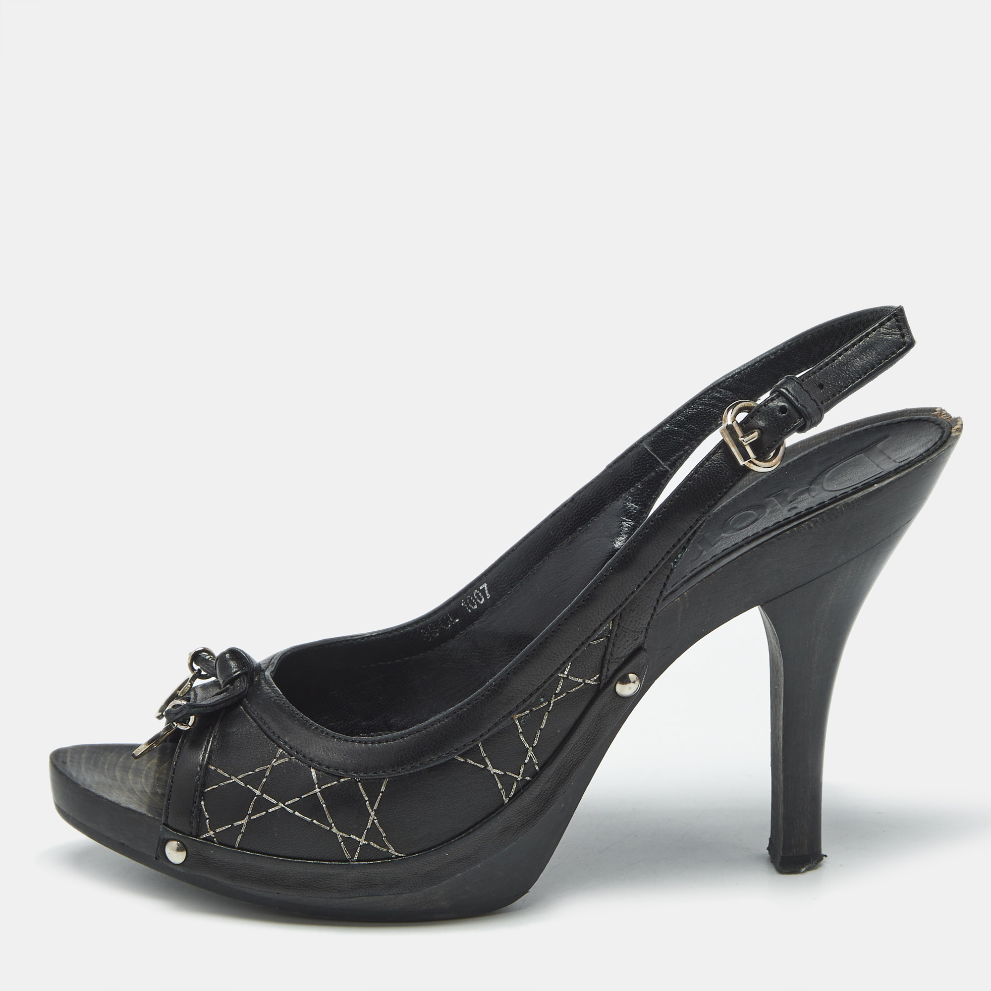 Dior Black Leather Open Toe Platform Slingback Sandals Size 39, Pumps - Luxury Closet catalog