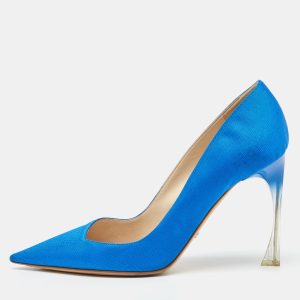 Dior Blue Fabric Songe Perspex Heel Pointed Toe Pumps Size 40, Pumps - Luxury Closet catalog