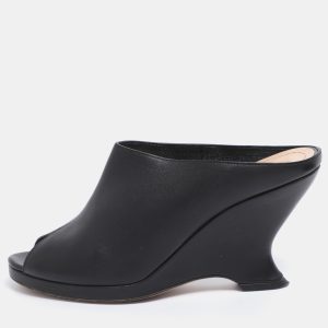 Dior Black Leather Wedge Peep Toe Mules Size 38, Sandals - Luxury Closet catalog