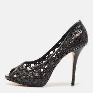 Dior Black Cannage Patent Leather Miss Dior Cut Out Peep Toe Platform Pumps Size 41, Pumps - Luxury Closet catalog