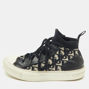 Dior Navy Blue Oblique Knit Fabric and Leather Walk'n'Dior Lace Up Sneakers Size 37, Athletic Shoes & Sneakers - Luxury Closet catalog