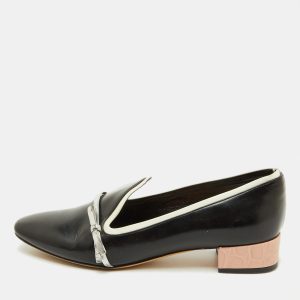 Dior Black/Silver Leather Bow Detail Slip On Loafers Size 35.5, Loafers & Slip-Ons - Luxury Closet catalog