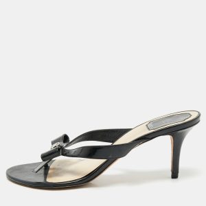 Christian Dior Black Patent Logo Bow Slides Size 41, Sandals - Luxury Closet catalog