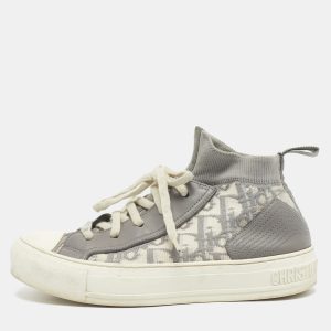 Dior Grey/White Knit Fabric And Leather Walk'n'Dior High-Top Sneakers Size 36, Athletic Shoes & Sneakers - Luxury Closet catalog