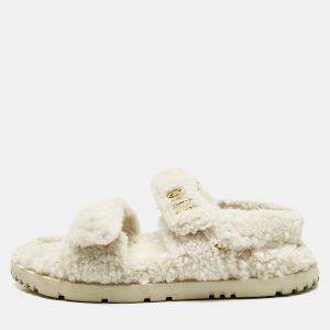 Dior White Shearling Dioraddict Slingback Sandals Size 40, Sandals - Luxury Closet catalog