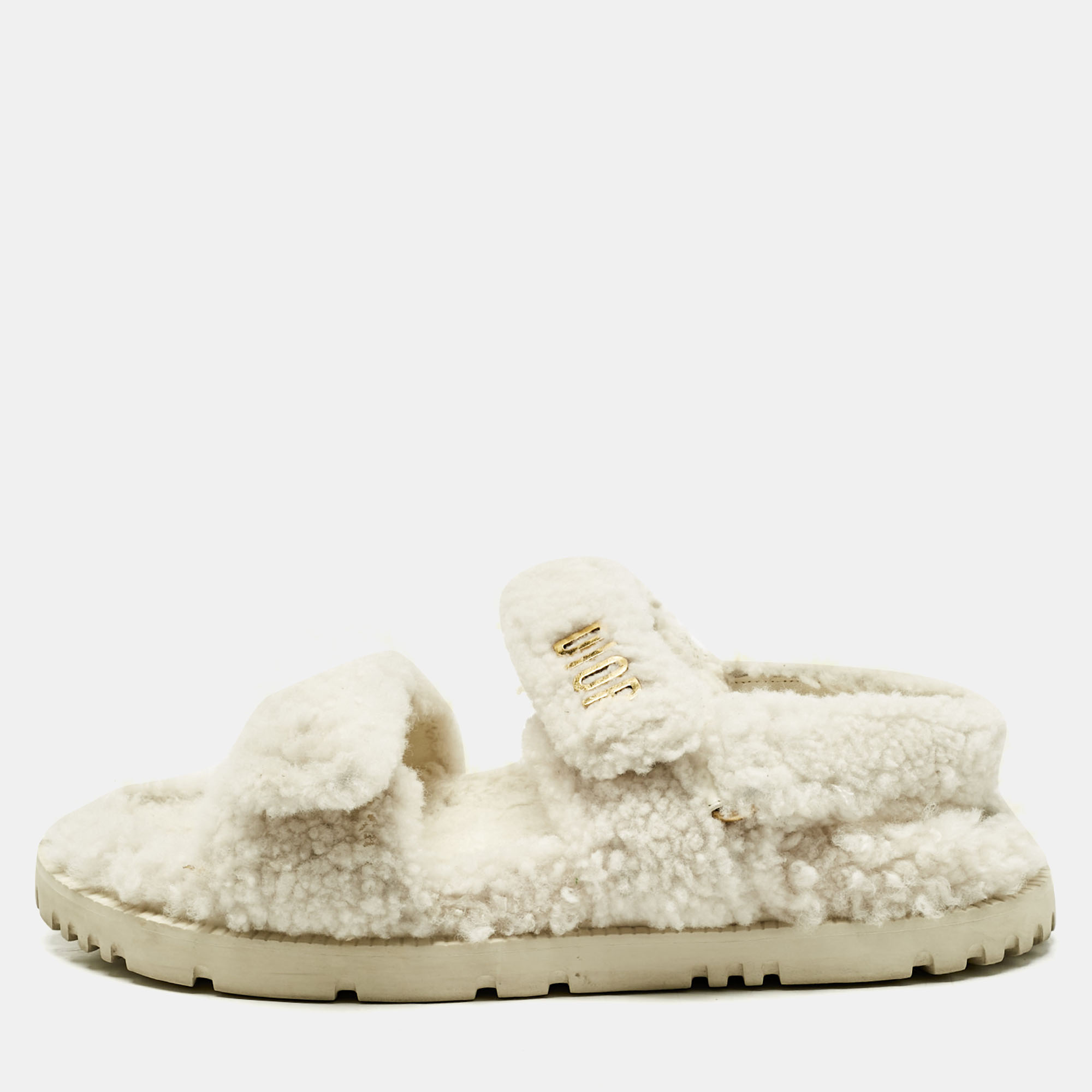 Dior White Shearling Dioraddict Slingback Sandals Size 40, Sandals - Luxury Closet catalog