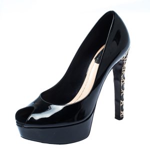 Dior Black Patent Leather Cannage Heel Peep Toe Pumps Size 36, Pumps - Luxury Closet catalog