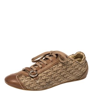 Dior Brown Leather and Diorissimo Canvas Low Top Sneakers Size 37, Athletic Shoes & Sneakers - Luxury Closet catalog