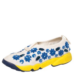Dior White Mesh Fusion Floral Sequins Embellished Slip On Sneakers Size 38, Athletic Shoes & Sneakers - Luxury Closet catalog
