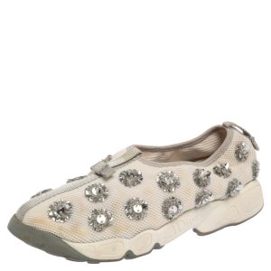 Dior White Mesh Fusion Floral Embellished Slip On Sneakers Size 38, Athletic Shoes & Sneakers - Luxury Closet catalog
