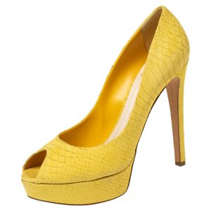 Dior Yellow Python Embossed Leather Miss Dior Platform Pumps Size 41, Pumps - Luxury Closet catalog