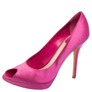 Dior Pink Satin Miss Dior Peep-Toe Pumps Size 40.5, Pumps - Luxury Closet catalog