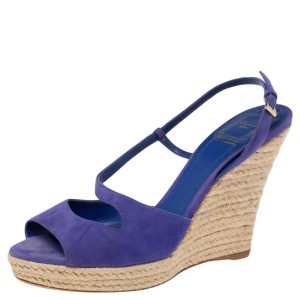 Dior Blue Suede Espadrille Platform Wedge Open Toe Ankle Strap Sandals Size 41, Sandals - Luxury Closet catalog