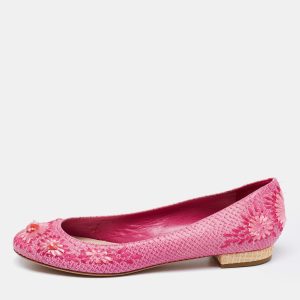 Dior Pink Python Leather Floral Raffia Ballet Flats Size 40.5, Flats - Luxury Closet catalog