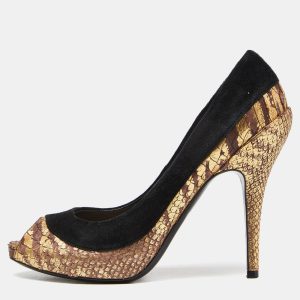 Dior Tri Color Suede and Python Peep Toe Pumps Size 38, Pumps - Luxury Closet catalog
